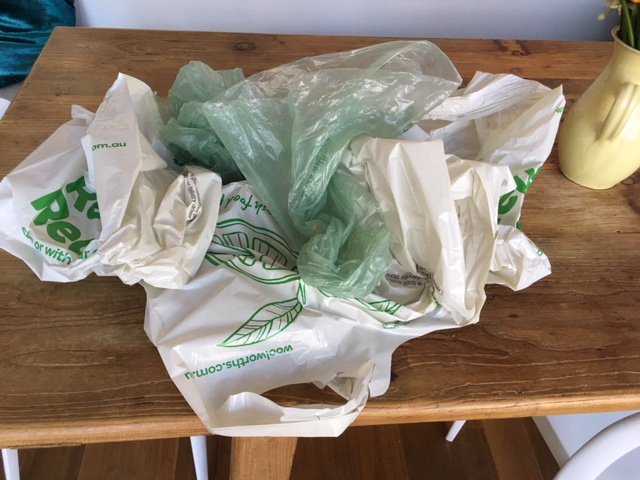 writestuff's tweet photo. Paid $3.50 for 'crate to bench' service to cut down on plastic usage. This is what @woolworths delivered with my (modest) order. It's madness. @craigreucassel https://t.co/edSPmSqx24