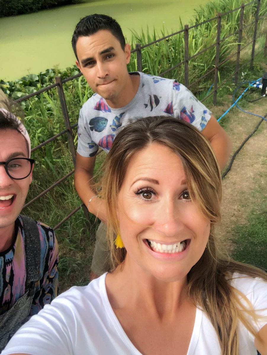 NatashaFlegg's tweet photo. Lovely meeting @ben_cajee yesterday.... I mean Ryan!? Rebecca!? #CBBCSummerSocial #presenter https://t.co/BLCzoUwcuL