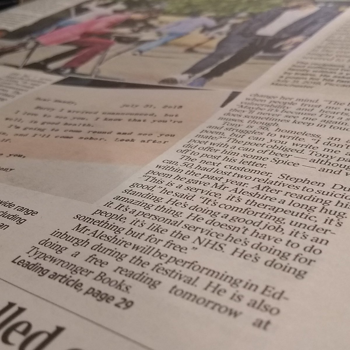 V. Pleased to be mentioned in The Times again in connection with the phenomenal Ben Aleshire!