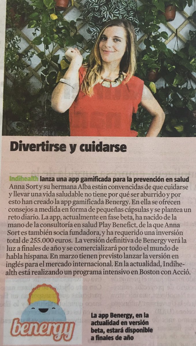 Hoy en "La Vanguardia" podemos leer que la enfermera Anna Sort, lanza una app gamificada para la prevención en salud. ¡Buen trabajo compañera!