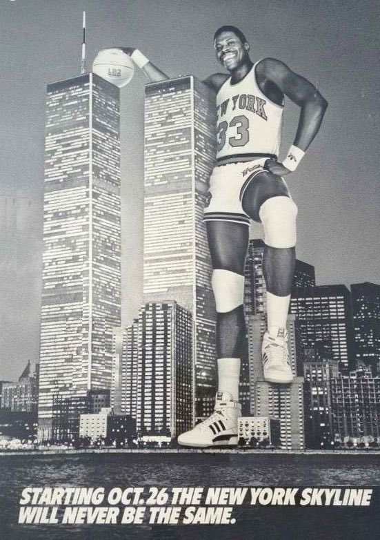 Patrick Ewing with the New York skyline Happy Birthday Ewing!   