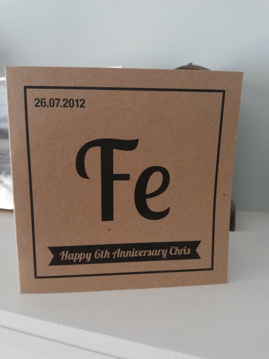cscanlondp's tweet photo. @johndhodonoghue Love it! This was my anniversary card to science husband this year...no prizes for guessing what 6th anniversary is ๐๐ #scienceanniversary https://t.co/4hOMRxegsS