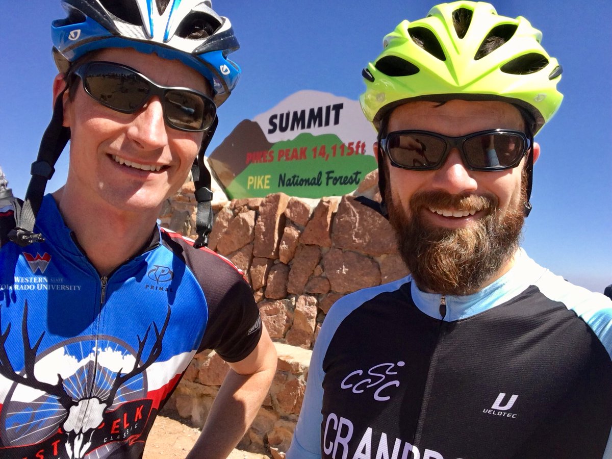 DrKeatley's tweet photo. @CycleCranbrook on Pikes Peak at 14,115 ft above sea level after a 20 mile, 6315 ft climb through beautiful switchbacks to the stunning views from America’s Mountain @LovetoRide_ @CycleDevon @travel_devon @HealthCranbrook https://t.co/egzfNYlCcN