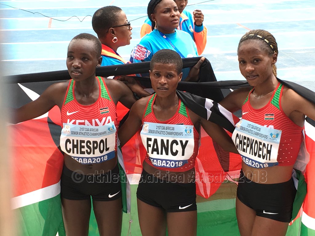 athleticsafrica's tweet image. It’s a #Kenyan sweep of the Women’s 3000m Steeplechase Final with Beatrice Chepkoech, Celliphine Chespol and Fancy Chemutai taking the podium.

Full Results to follow...

#Asaba2018 #AfricanChampionships #AthleticsAfrica