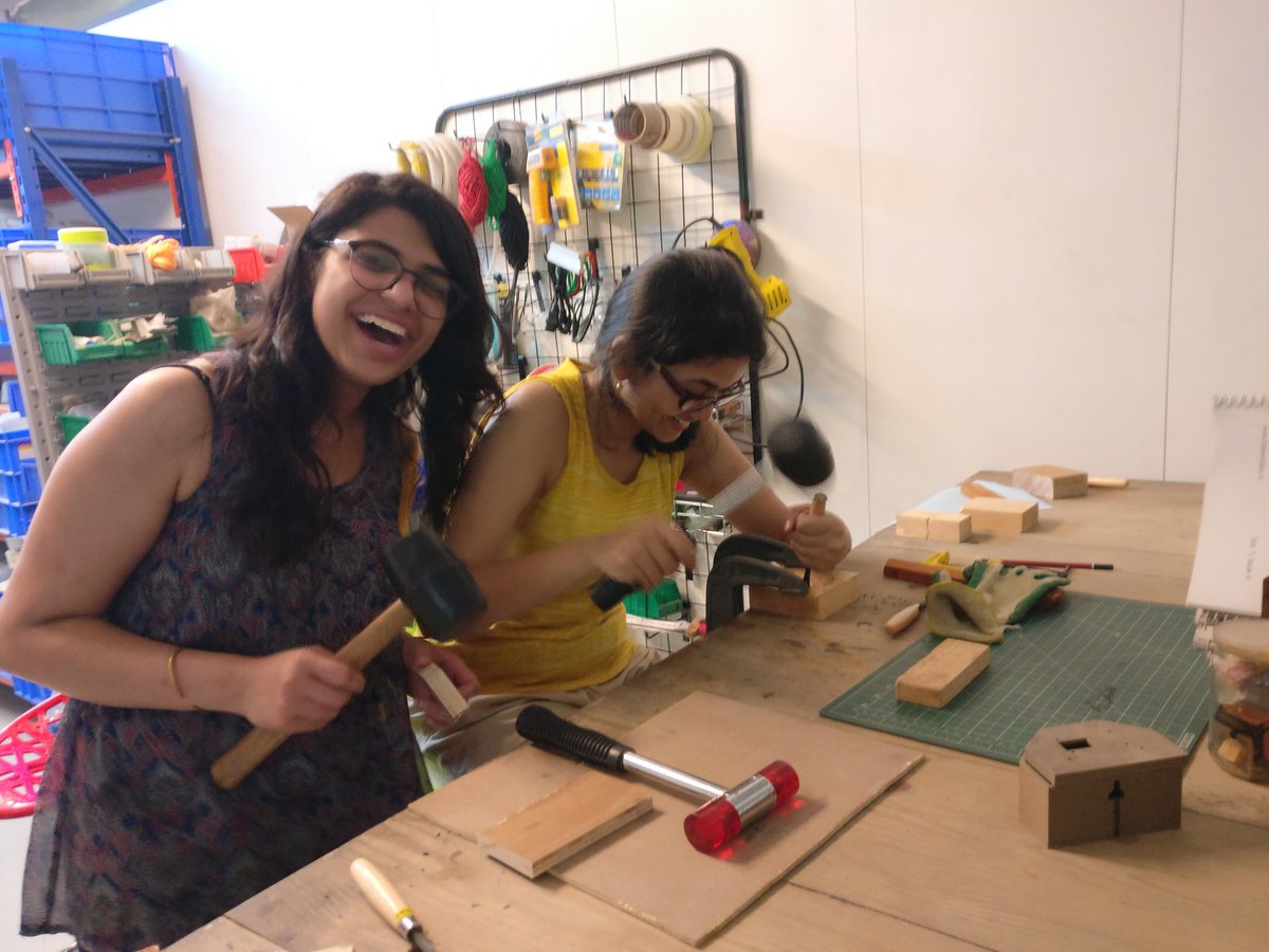 Guiding 25 students, all women from Vedica Scholars, this Sunday in #Design and #designthinking  through #PureDoing. It is especially liberating to watch women who had never worked with industrial tools ever before, just making things out of pure joy. At #MakersBox in #Delhi