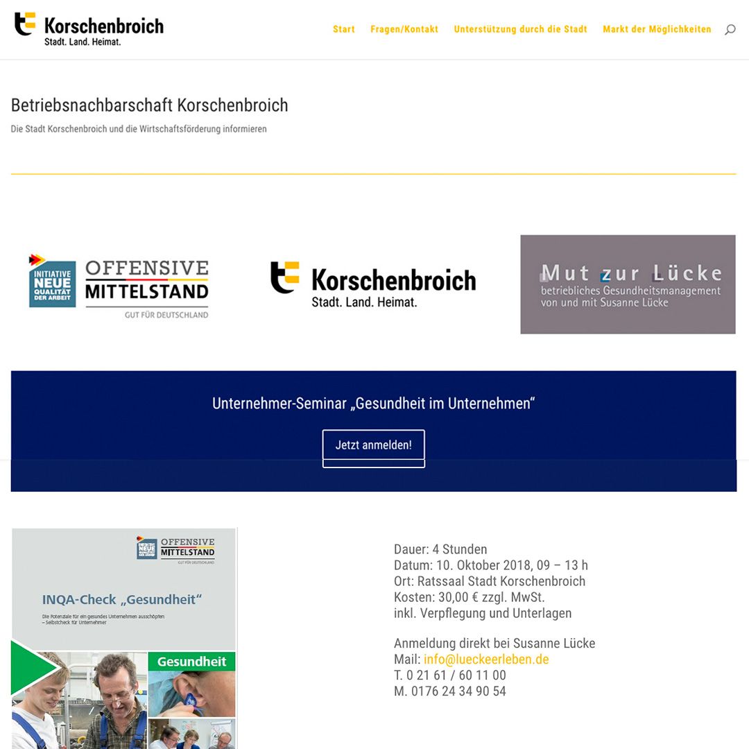 freschwebdesign's tweet photo. Die Wirtschaftsförderung Korschenbroich unterstützt die Betriebe in unserer Stadt bei der Umsetzung von Betriebsnachbarschaften. Die Webseite wurde von fresch-webdesign umgesetzt. Auch die Videos und Interviews der Auftaktveranstaltung wurden von https://t.co/kSwRdnUkJ9 erstellt. https://t.co/JteAyLPzMS