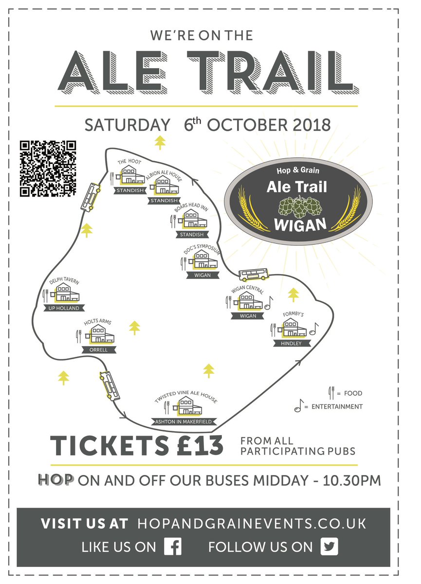hopandgrain71's tweet photo. Get your wristband ticket today for the #Wigan Ale Trail on Saturday 6th October!
Now available from all of our 9 pubs on the trail in #Hindley #Standish #Orrell #Billinge #Upholland #TwistedVineAleHouse #Formbys #WiganCentral #AlbionAleHouse https://t.co/Va6flMB0Qs