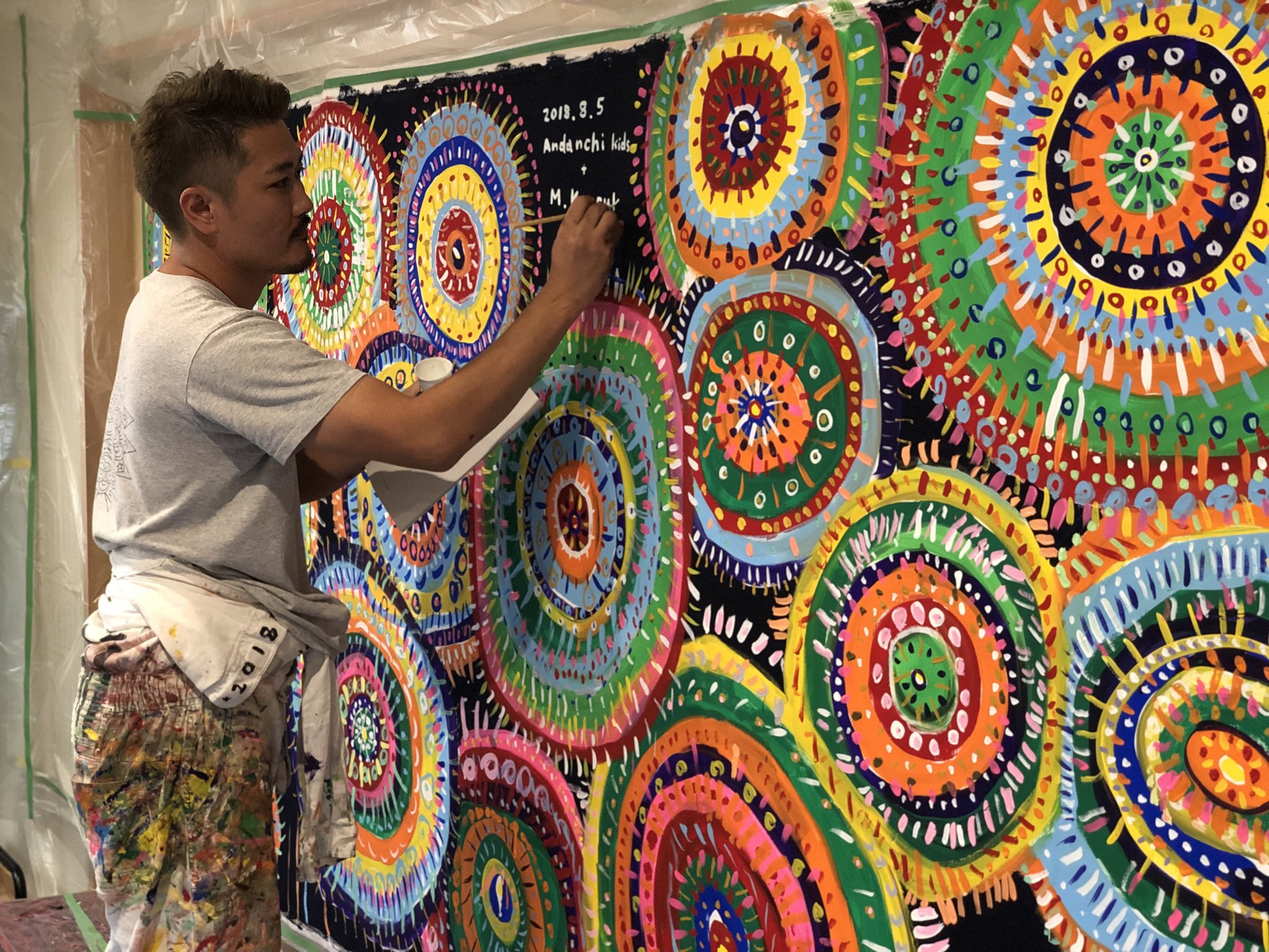 アンダンチ エクアドルへ届ける花火壁画ワークショップ 楽しみながら完成しました ご参加いただいたみなさまありがとうございました アンダンチ サービス付き高齢者向け住宅 ワークショップ 壁画 Miyazakingdom ミヤザキケンスケ Overthewall