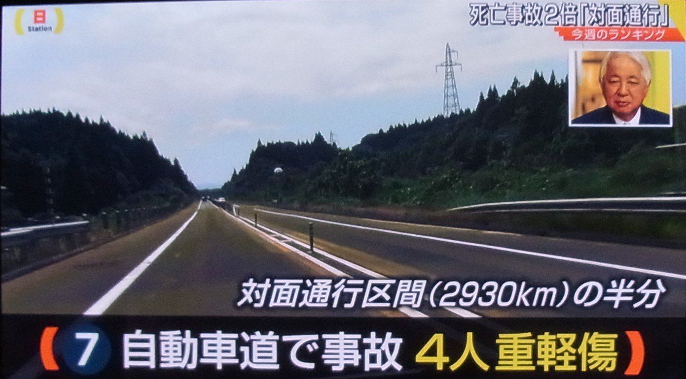 長野潤一 しかし ワイヤーロープにクルマが接触した時の映像を見たが 破壊力が凄い ガードレールは設置できないのか 国交省ではワイヤーロープ以外の方法も含め対策を検討している というが サタデーステーション 8月5日 暫定２車線 片側１