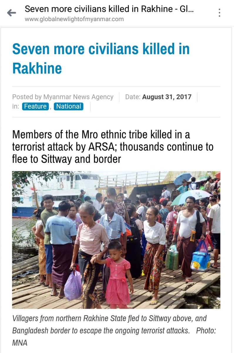 Aug 3, 2017 - 7 ethnic  #Mro people were killed and 2 was missing. The Government security forces searched for more victims and did area clearance operations.  #Rakhine  #Myanmar  #Burma  #RohingyaCrisis  #Rohingyas  #Rohingya https://bit.ly/2vFJsDr 