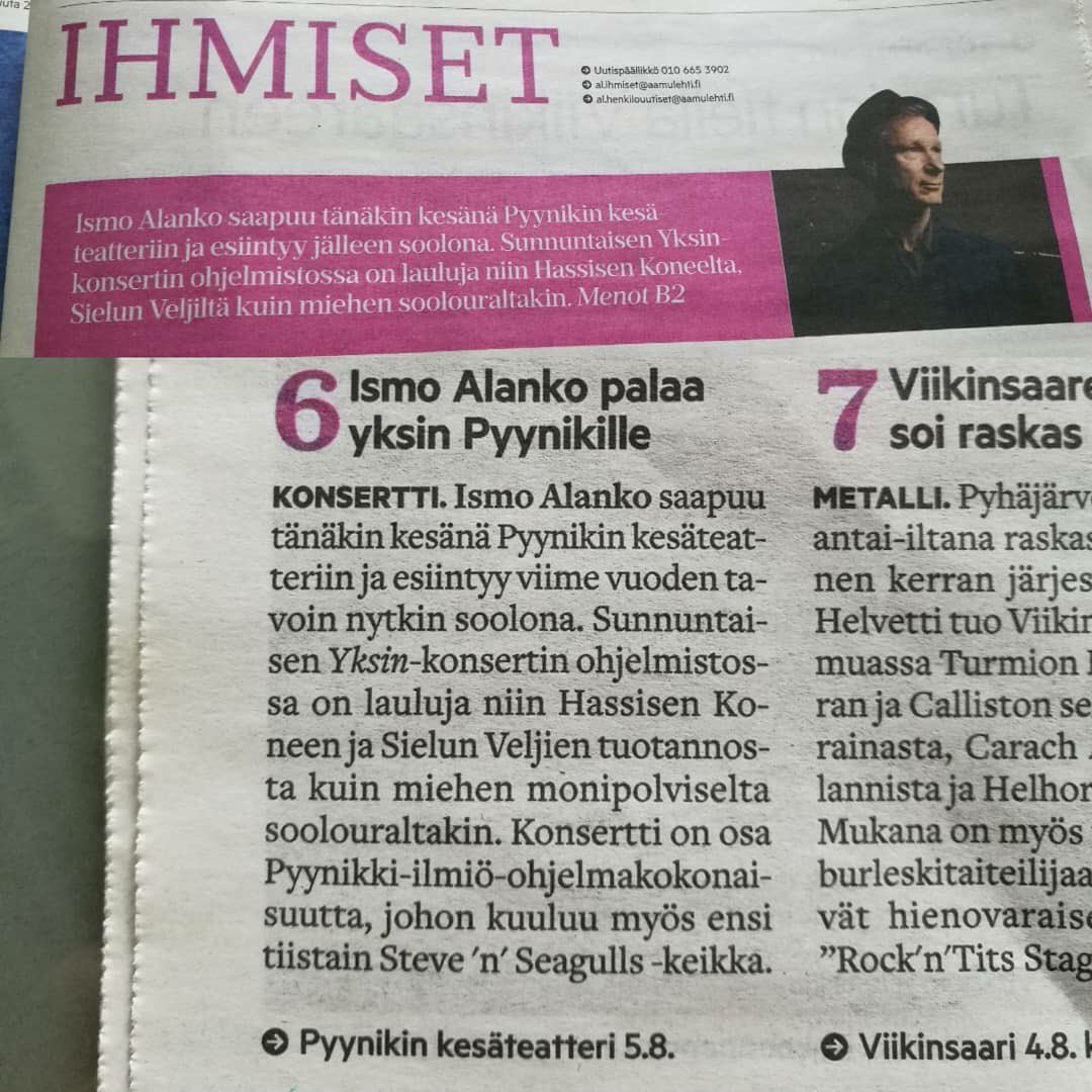 LakesidePR's tweet photo. #Pyynikkiilmiö tuo tänään Ismo Alangon loppuunmyydylle keikalle @Pyynikki. Tiistaina 7.8. vuorossa @SeagullsBand. #Tampere’en komea #keikka’kesä jatkuu! #konsertti #tapahtuma #pyynikki #menot @IlmioTuotanto https://t.co/9MlORRshDe