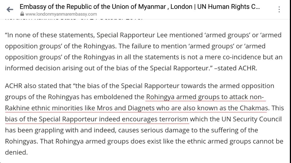 Failure to name the perpetrators by Prof  #YangheeLee is an *injustice to the victims*-It creates an impression that  #Mro were killed by security forces-This is despite the fact that members of  #Rohingya armed groups killed  #ethnic Mro-This  #bias of her indeed encourages terrorism