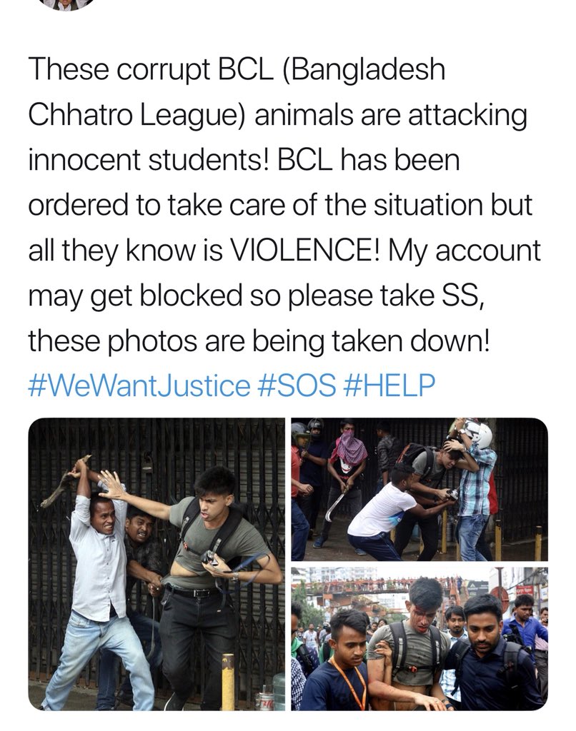 WeWantJusticeB2's tweet image. The students only wanted safer roads, they get this in return? BCL members are bloody criminals! This issue needs attention, please HELP in this dire situation! 
@BarackObama @NasDaily1 @IISuperwomanII @BBCWorld @cnni @UN  
#WeWantJustice #RoadSafetyBD #StopAttackingStudents