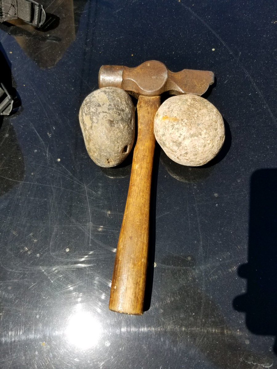 Hammer and large rocks