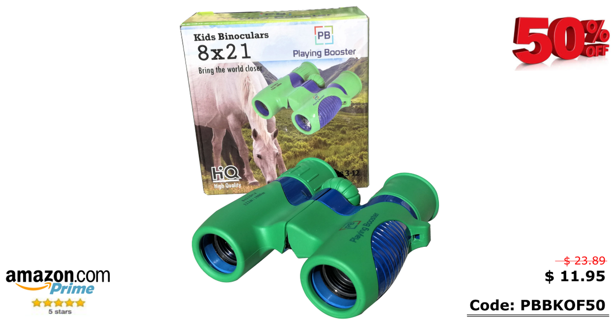 playingbooster's tweet image. Get 50% OFF, on our Top-rated  🔝 and Best-selling  🎖:
 ☀ Binoculars for Kids 8x21  ☀  🌲 🌳 🐦 🎡
Get your Exclusive discount NOW! Limited quantities available. 
Insert the code "PBBKOF50" at Checkout on Amazon.com