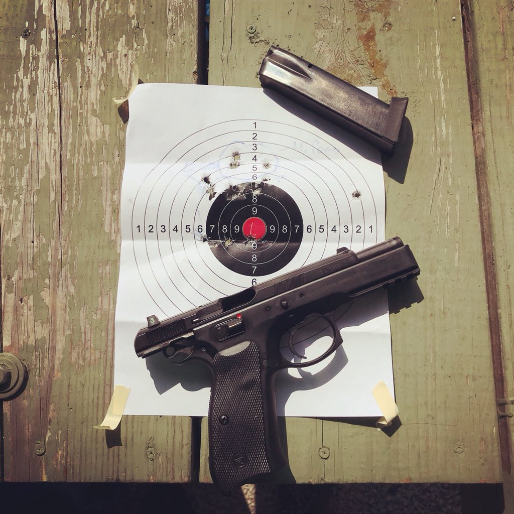Hansfordguy's tweet photo. There’s plenty of room for improvement here but I’m satisfied... for now #cz75 #sp01
115 Gr FMJ CCI Blazer Brass at 25 yards #RangeDayFriday @cheaperthandirt https://t.co/tmsBpcbPvK