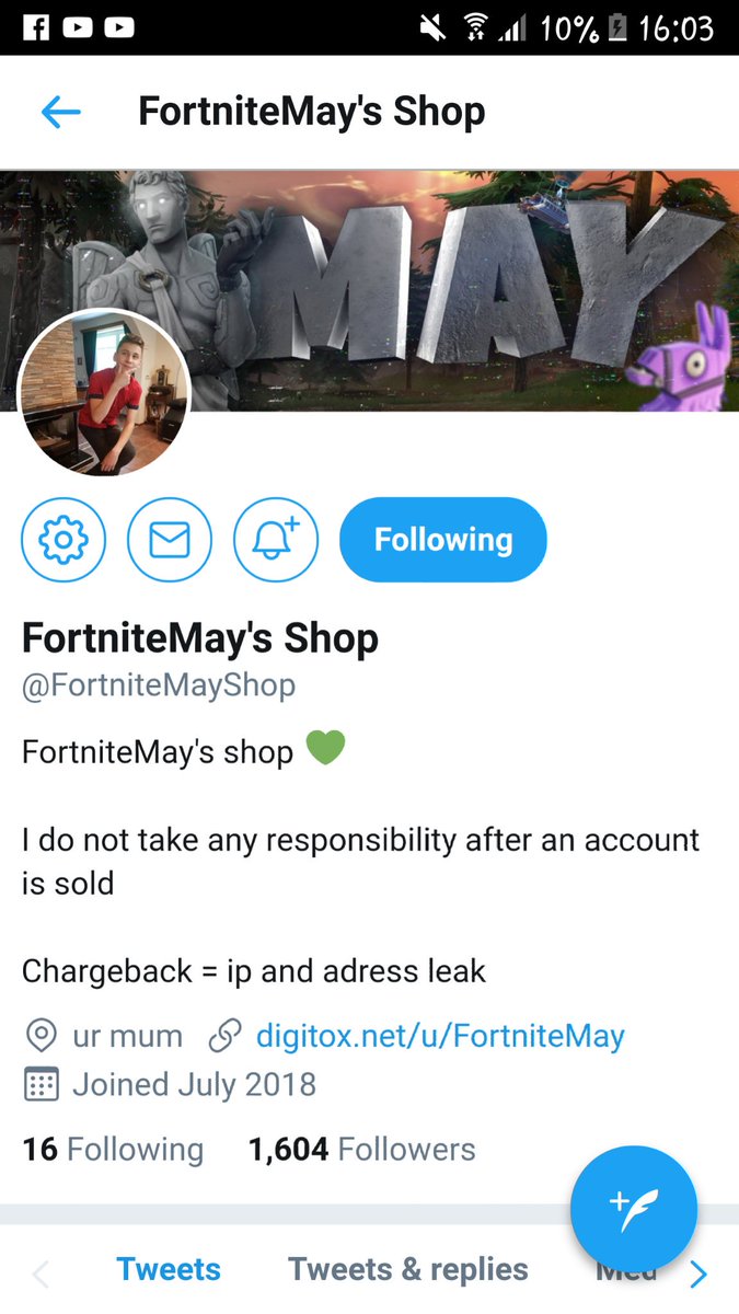 OldArseGamer's tweet photo. @FortniteMay @FortniteMayShop Done.. https://t.co/B26onFUOcZ