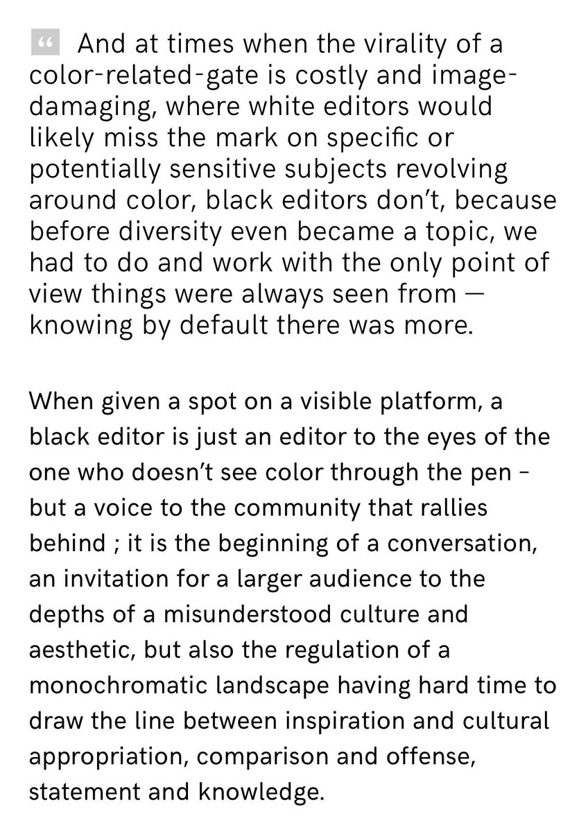 ValeneLontanga's tweet photo. Ik vraag me oprecht af hoeveel fashion editors van kleur de Nederlandse mode industrie kent. Nog steeds word me vaak gevraagd waarom ik dit nou zo belangrijk vind.. hieronder een verhelderend stuk uit “why black editors matter” via @lemagazinenoir  #modeindustrie #nederland https://t.co/68dK1DgReT