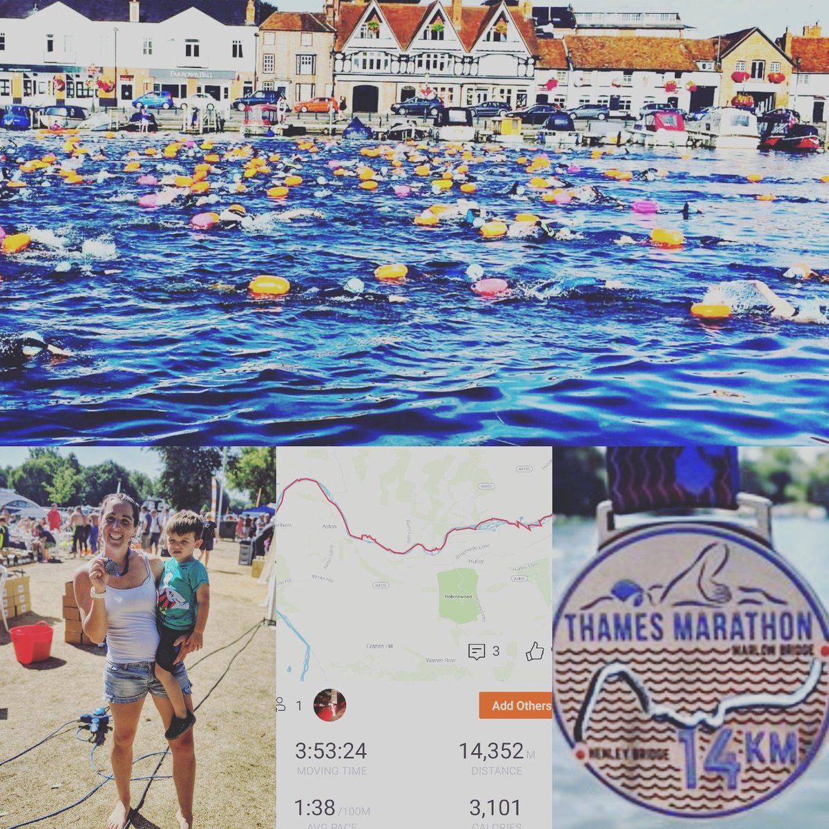 Thank you @HenleySwim - the furthest I've ever swam. What a great event #thamesmarathon 🐋