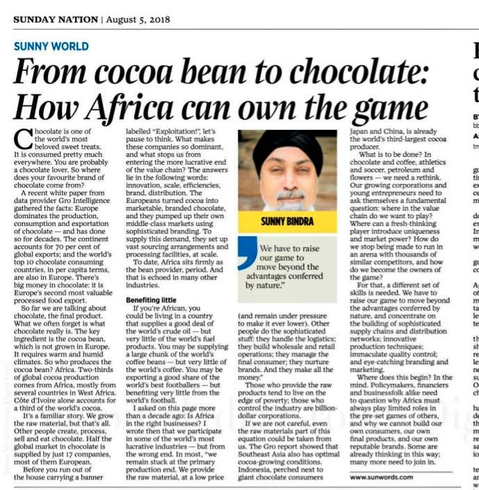 This article by Sunny Bindra @dailynation reveal what Africa has been doing wrong for decades as <a href="/akin_adesina/">Dr. Akinwumi A. Adesina, CON, CGH</a> also points. We have lost generations because of our inability to build capacity to add value to our agricultural products. #PAINT4Youth seeks right this @APF_Kenya