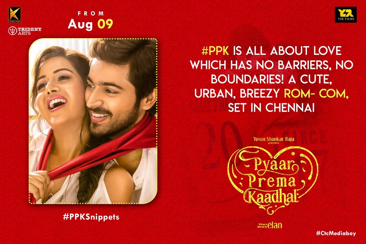 CinemaTweetz's tweet photo. #PPKSnippets - #PyaarPremaKaadhal ❤ is all about love which has no barriers &amp; boundaries. 

#PPK3DaysToGo #PPKAug9

@iamharishkalyan @raizawilson @thisisysr @elann_t @rajarajan7215 @irfanmalik83 #CtcMediaboy https://t.co/1IGgI6IIyb