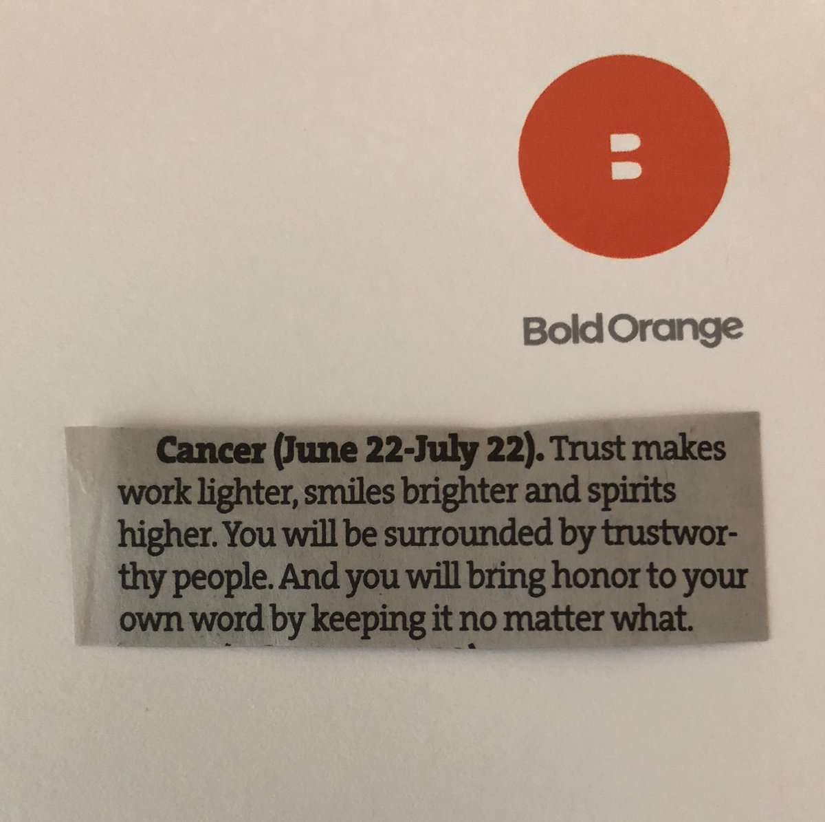 mmurphymmm's tweet photo. My horoscope today. Grateful to be surrounded by amazing co-workers. https://t.co/H1H39CNBsc