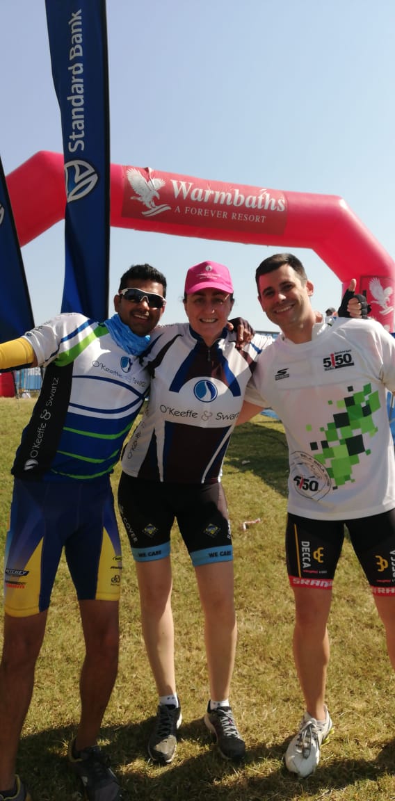 KimGallus's tweet photo. Got to experience my 1st @5150TriSA #FunTri #5150BelaBela thanks to @OKeeffeSwartz 💙 Amazing support and fun on the bike 🚴‍♀️ Special mention to my 'trainers' @Tracyleefeakes @brettmcrowe for pushing &amp; believing in me 😘 https://t.co/XzQnOG5DDT