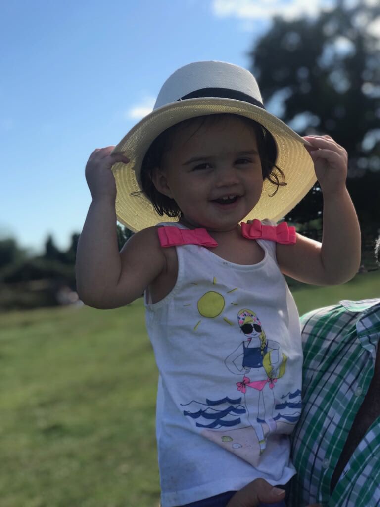 GraceGoldstone's tweet photo. When dad’s hat looks better on you... https://t.co/k5DGdTLV49
