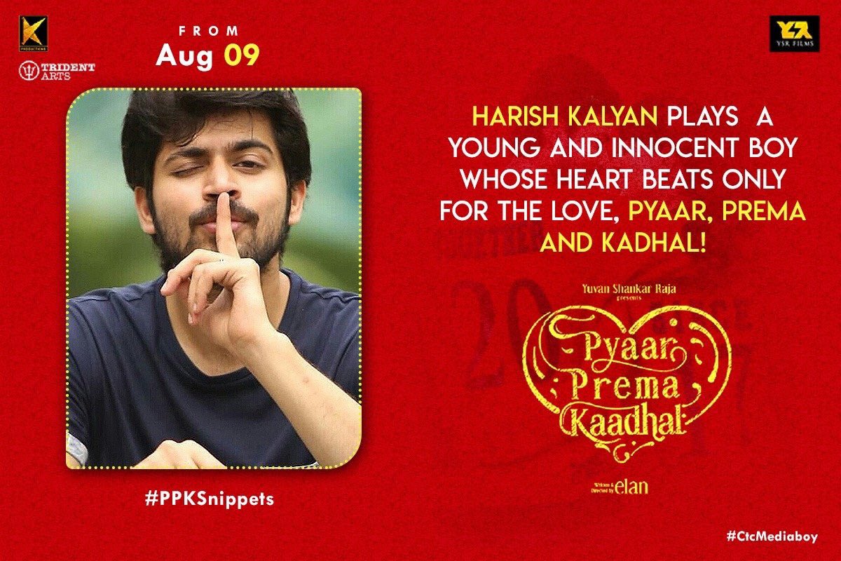 HarishKalyanTM's tweet photo. #PPKSnippets 
#PyaarPremaKaadhal ❤ 
#PPK3DaysToGo
#PPKFromAug09th @iamharishkalyan @elann_t @thisisysr @irfanmalik83 @U1Records https://t.co/uvFXMrEgo6
