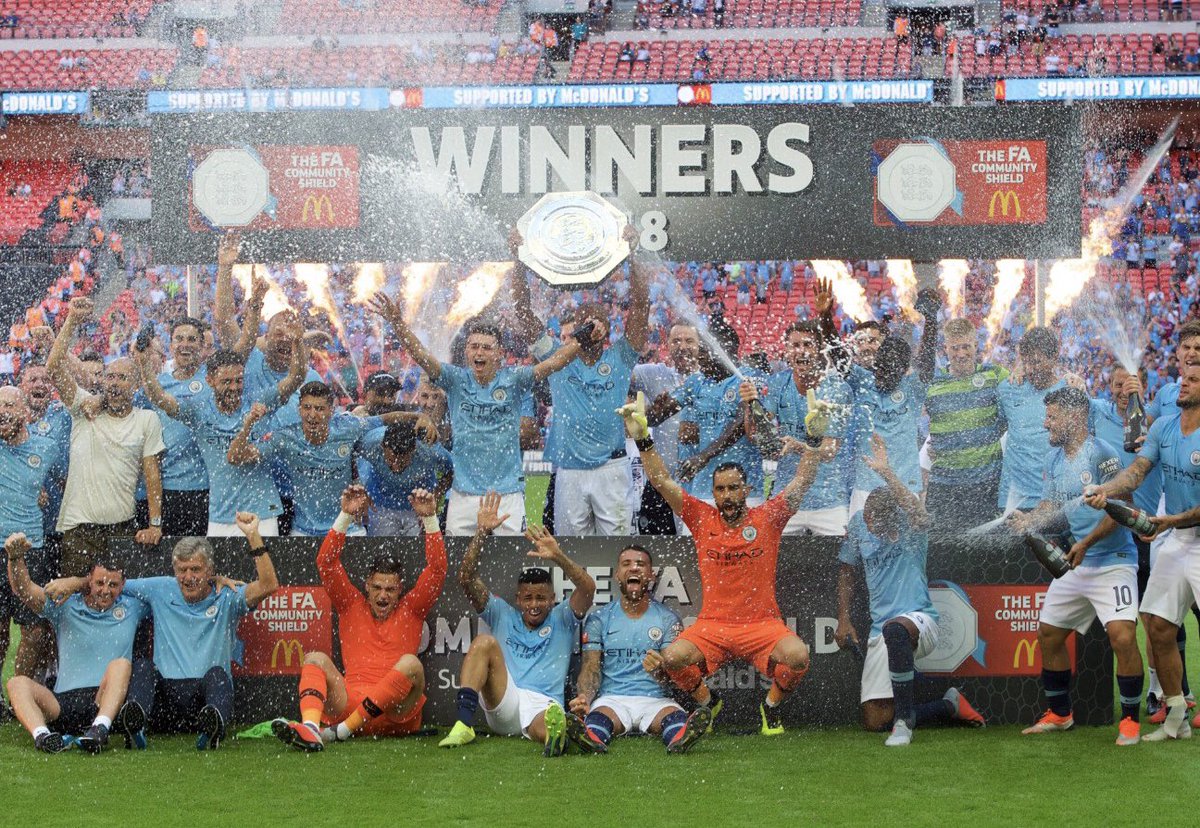 IlkayGuendogan's tweet photo. Best way to start the new season😍 
thanks for your big support at wembley! 
#firsttitle #CommunityShield @ManCity https://t.co/hLnYpMnnhD
