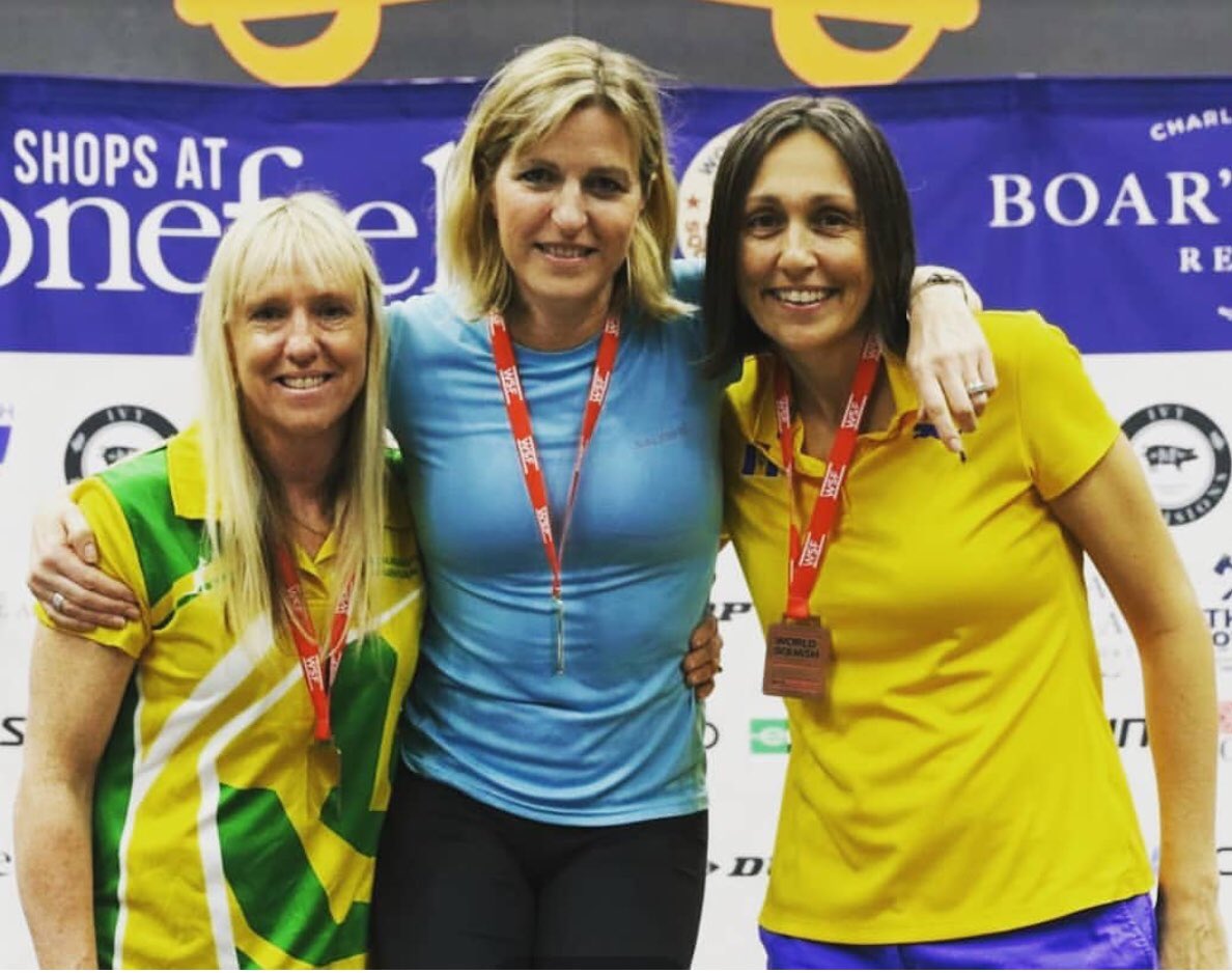 CASAsquash's tweet photo. Congratulations to John Macrury 🥇🇰🇾 and Karen Meakins 🥉🇧🇧 at the 2018 WSF World Masters. https://t.co/aGEoT13sMq