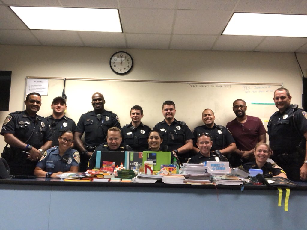 Typically when A and B squads work the weekend they bring in food and have a squad lunch. Today the Sgt. challenge the squad to bring in school supplies instead of food. They brought in over 250 items! BTW the Sgt. fed them well! #KPDProud #SupportingStudents