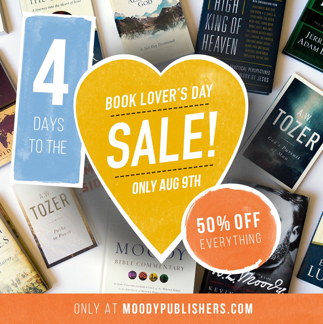 MoodyPublishers's tweet photo. Set your iPhone alert! Our Book Lover's Day SALE is quickly approaching. Enjoy 50% off sitewide. No code required: https://t.co/oZYTQJiU13 https://t.co/82z7N6Vhk5