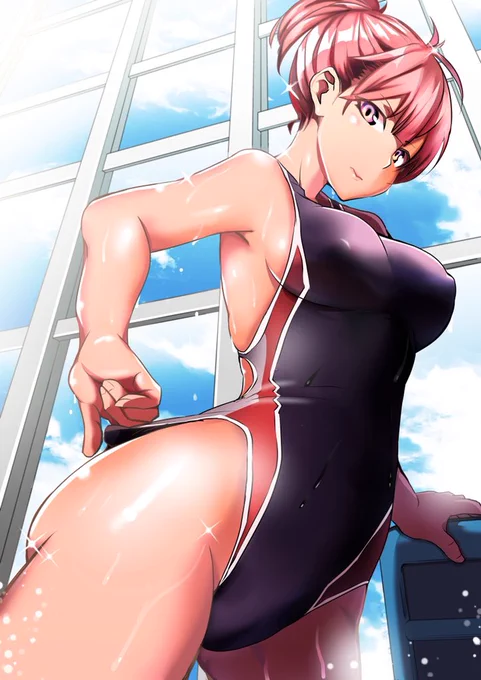 ある後輩に競泳水着なオリジナル娘を私好みに塗って頂きました…! 