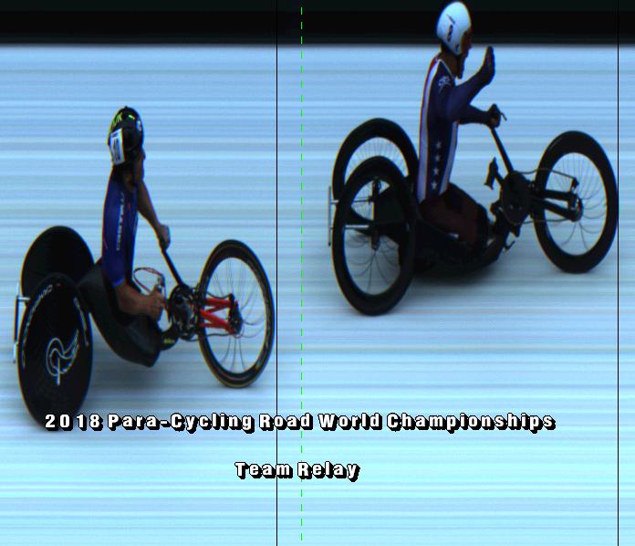 Photo-Finish from Team Relay final Sprint Between USA and Italy
<a href="/UCI_paracycling/">UCI Para Cycling</a>  #Maniago2018