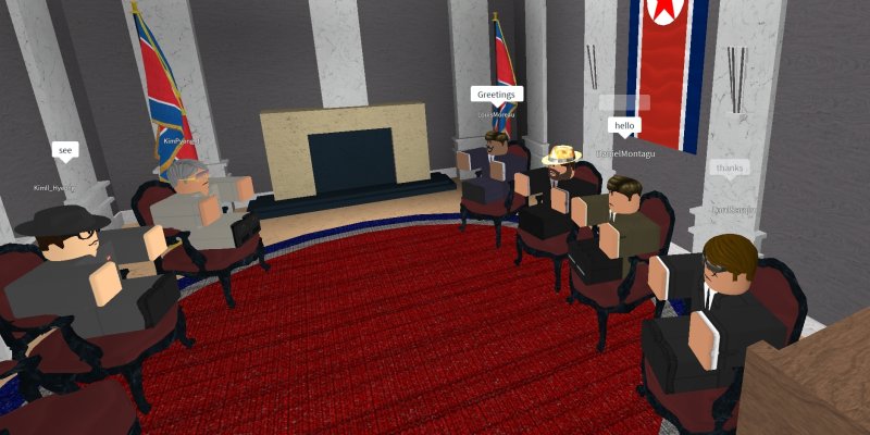PMOfficeRoblox's tweet photo. The Prime Minister and his delegation met with the glorious leader of Korea and his delegation to sign the important Treaty of Protection, Trade and Affairs. https://t.co/ryXYiXK7tk