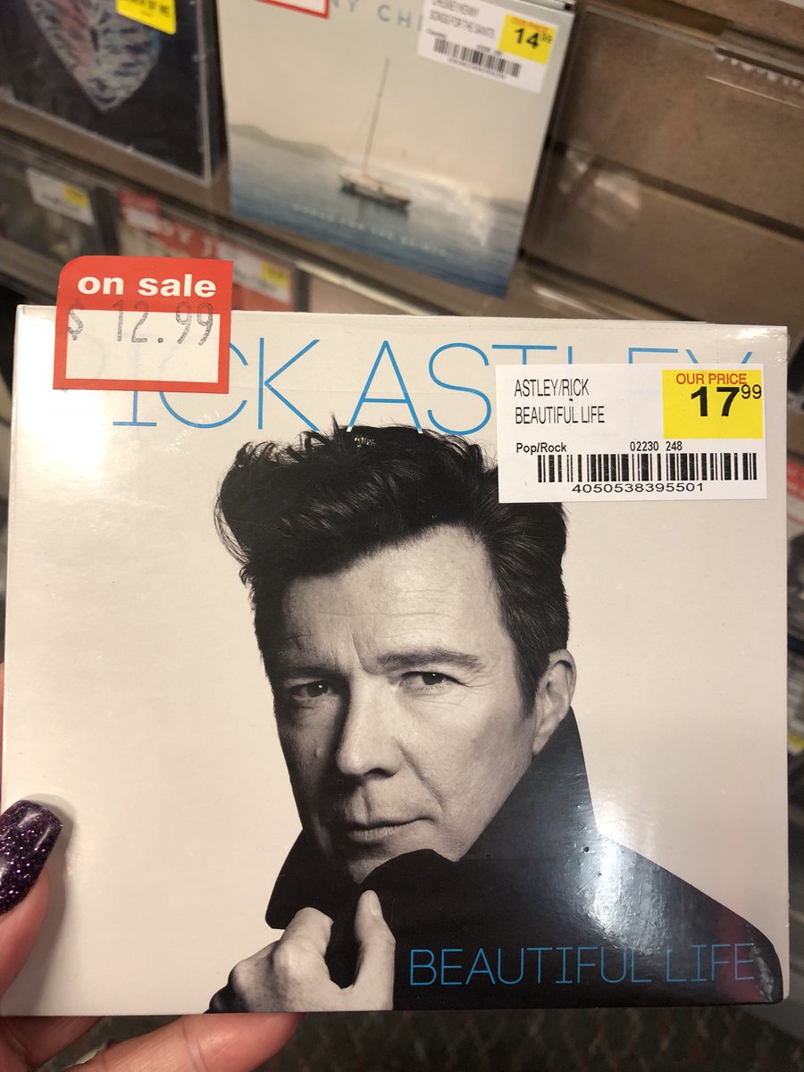 emilykbillings's tweet photo. Sooo happy to find #BeautifulLife in my local @officialfye @rickastley has arrived in Quincy, Illinois!! #addedtomycollection #needthisonesigned https://t.co/PZ3ksPQjKq