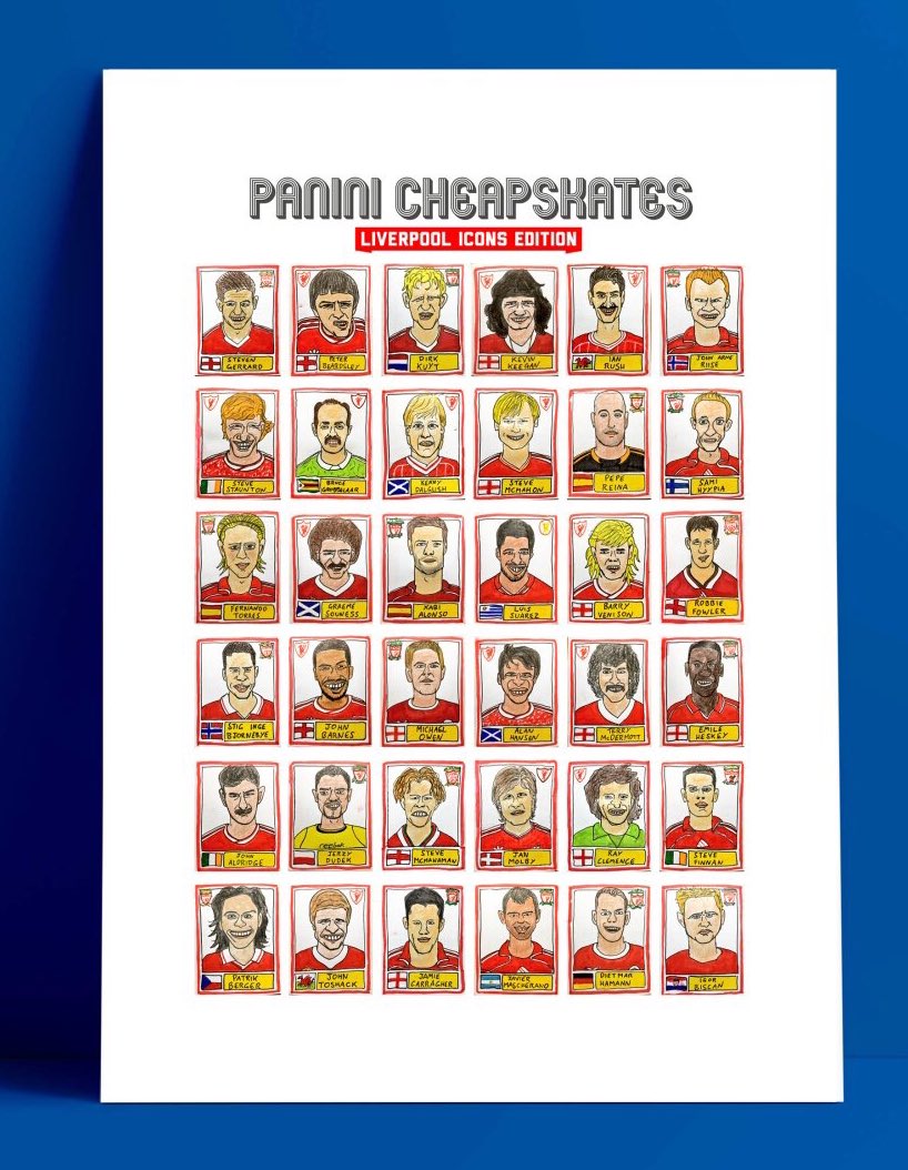 CheapPanini's tweet photo. 🎉COMPETITION TIME🎉

We’re giving away one of our four really badly drawn A3 Panini doodle prints:

🔘90s Icons
🔘2018 World Cup
🔘England @ Italia ‘90
🔘Liverpool Legends

RT to enter! We’ll draw the winner when the PL kicks off on Friday night ❤️

https://t.co/TDCXpx7OgI https://t.co/ZxiYttJfoN