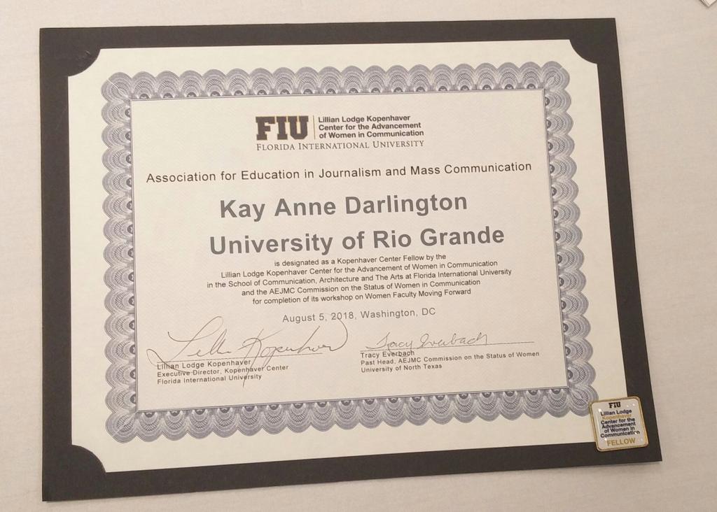 I'm grateful to be selected as a Kopenhaver Center Fellow. The workshop was insightful and I look forward to the continued mentorship of leading women in academia <a href="/LLKCenter/">Kopenhaver Center</a>