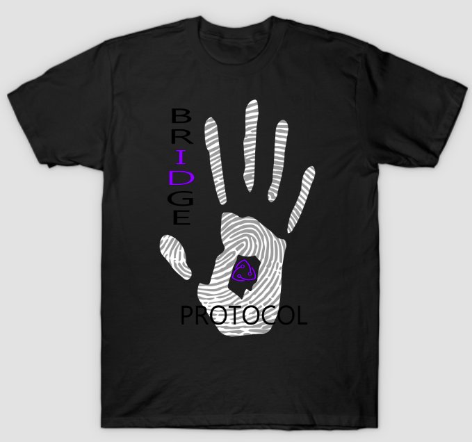 CryptoDeity's tweet image. Hey #Crypto fans,  We are cutting it close, but we think we got this one done just in time.  Here is our last Design for the  #BridgeProtocol T-Shirt# Competition
@BridgeProtocol