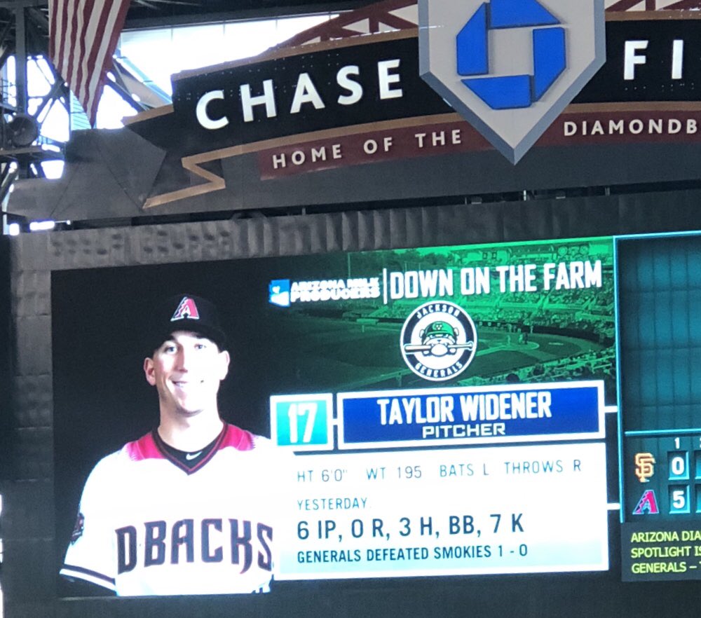 RealDbackNation's tweet photo. Taylor Widener in Chase Field last night! @jacksongenerals π·: @mnmacaro #dbacksfuture #dbacksminors https://t.co/5xJFfaiJJj