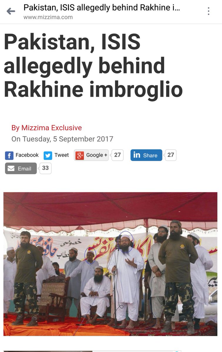 Pakistan, ISIS allegedly behind  #Rakhine imbroglio -2 #Bangladesh media, quoting their intelligence sources had reported that ISI officer & Begum Zia discussed ways to bring down the  #Hasina government in Dhaka & *boost Rohingya insurgency in  #Rakhine*..