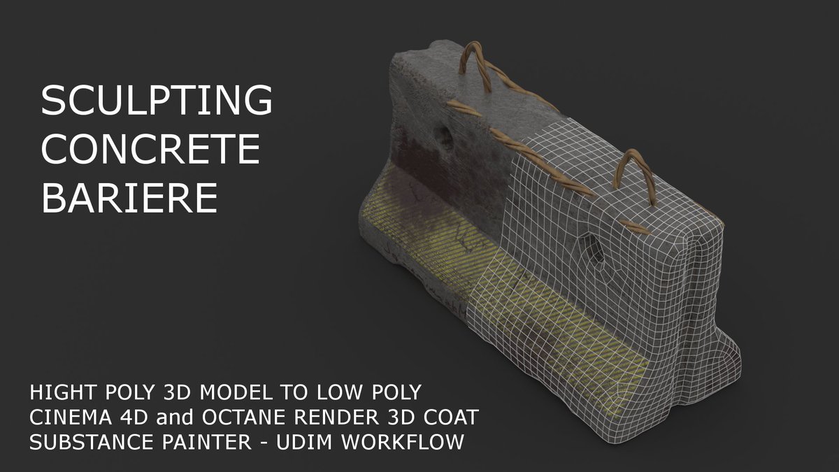 str9led's tweet photo. Sculpting 3d Model Concrete Road Barier Tutorial by @str9led @toudajew #cinema4d #octanerender #3dcoat #sculpting #hightpoly #modeling #3d #substance #pointer #udim #workflow
part 1 - https://t.co/nWxbXnd7Fx
part 2 - https://t.co/ZnwZII90e8
part 3 - https://t.co/ZGYgVUcd2J https://t.co/uDXDNa6Ope