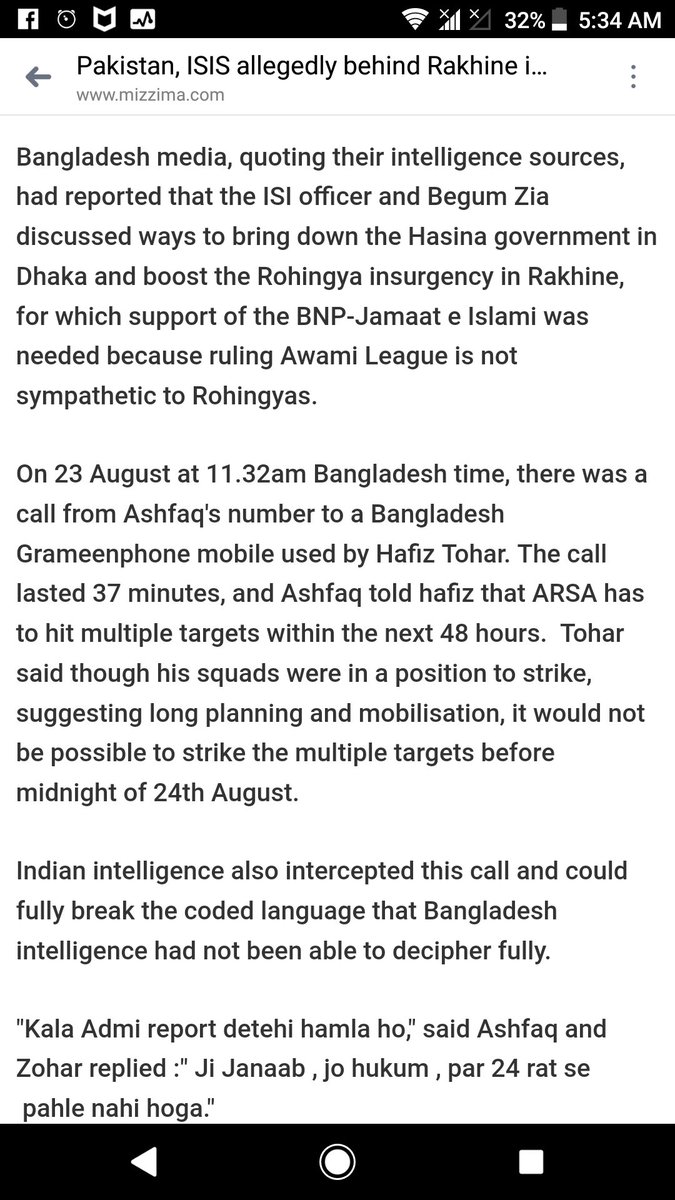Pakistan, ISIS allegedly behind  #Rakhine imbroglio -3For which support of BNP-Jamaat was needed cos ruling Awami is not sympathetic to Rohingyas-That would explain why  #India &  #Bangladesh mindful of their own security threats, haven't bought into the narrative of 'genocide' as