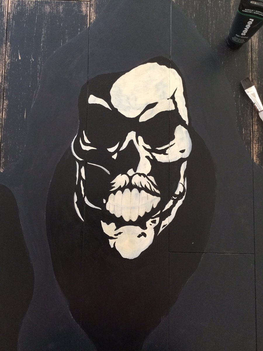 Stage 1&amp;2 'The GrimBarber' original hand painted onto wooden boards £120 + pp if any early interest. The scythe will be awesome ! #barberlife #barbershop #barbering #barbers #barberstyle #barbershopconnect #barber #barber💈 #painting #grimreaper #barberworld