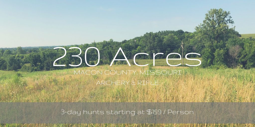 Book a 230 acre private 3+ day hunt in north Missouri starting at just $159 per hunter. No hidden fees or fine print. Get your buddies together and book the hunting trip you've been wanting to do the past 5 years. #hunting #TrophyHunting #hunt

Learn More: buff.ly/2LU7lSK