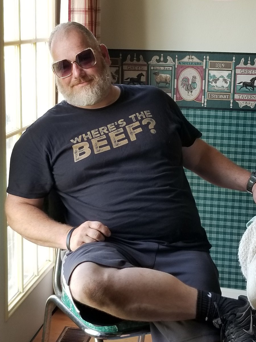 Hubby, sporting an '80's slogan &amp; Charlie's Angels glasses...Omy:))
