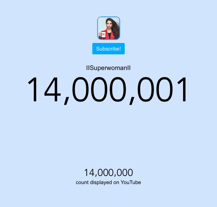 TeamSuperMumbai's tweet photo. OMG YOU QUEEN @IISuperwomanII 😍😍😍Congratulations on hitting another milestone 🕺🏽🎉 Never ever forget that you’ll be remembered as the game changer of YouTube. Can’t wait to support you in many many more milestones to come 💙💙 #14MillieForLilly https://t.co/jt0rfwmp9I