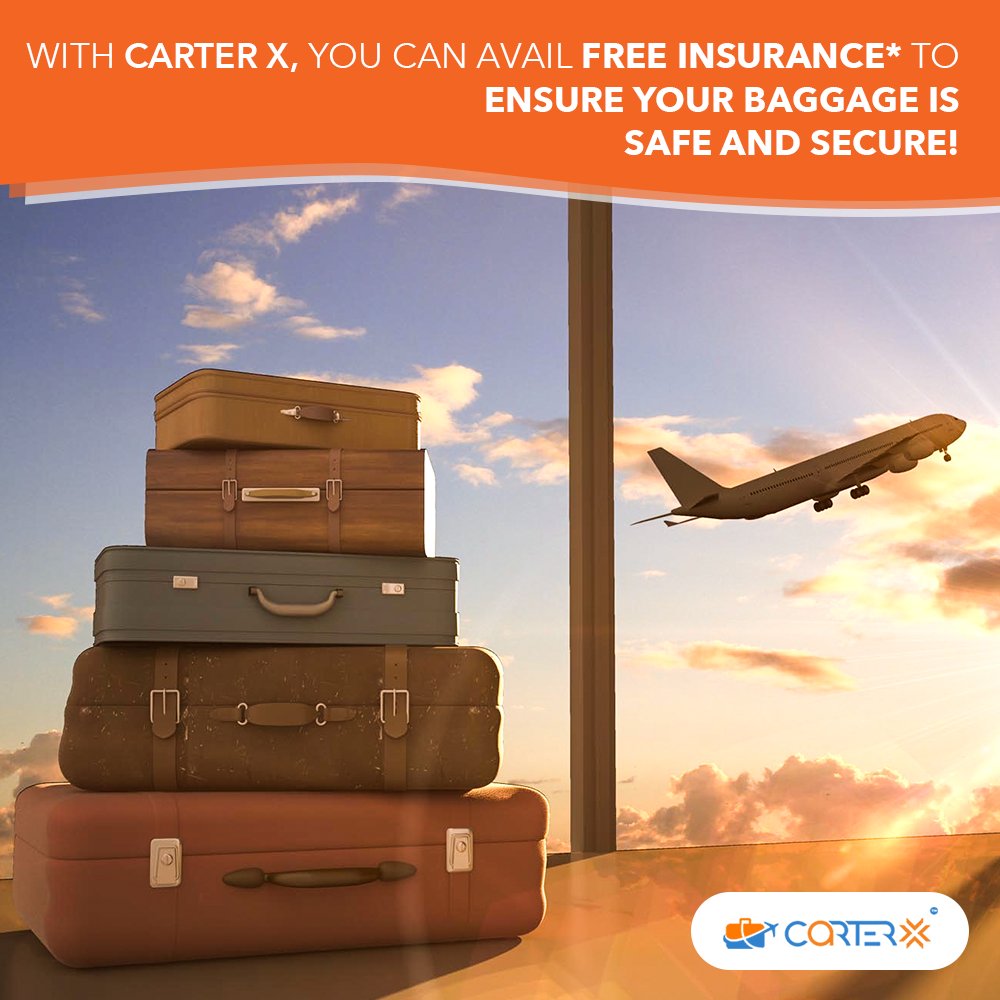 Worried about losing your luggage and the hassle that ensues? With Carter X, airport luggage woes are now a thing of the past! You can avail our free insurance* and secure your baggage! #CarterX #FreeInsurance #Airport #Bangalore #Hyderabad #Travel #Luggage #Baggage