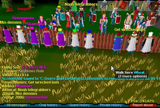 RSC_Shadows's tweet photo. On the last day, the Shadows met up in Varrock for a few more group pictures, and then crashed Draynor W2 from the wheat field. Come tomorrow we may be gone, but we will never be forgotten! #runescapeclassic #rsclassic #rsc #riprsc https://t.co/Pa18BYxk9m
